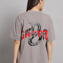 GRIFFEL Printed Drop-Shoulder Sleeves Oversized Cotton T-shirt-image-1