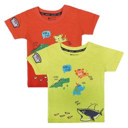 Bodycare Kids Boys Pack Of 2 Yellow & Red Printed Cotton T-shirt-image-53