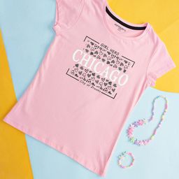 Pantaloons Junior Girls Conversational Printed Cap Sleeves Cotton T-Shirts-picture-37