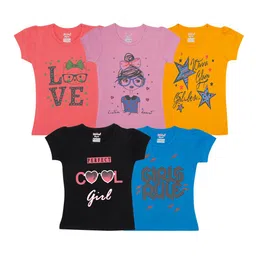 Kiddeo Girls Multicoloured 5 Printed T-shirt-image-8