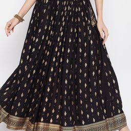 Clora Creation Ethnic Motifs Printed Flared Maxi Skirt-17