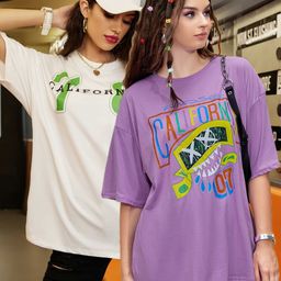 Christy World Women Pack of 2 Printed Oversized Cotton T-shirts-image-65