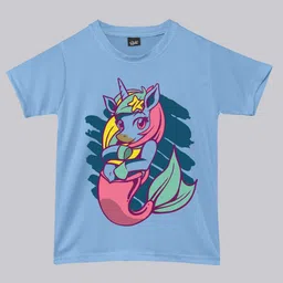 RISH Kids Unicorn Mermaid Printed Dry Fit Oversized T-shirt-picture-2