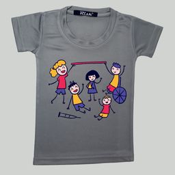 RISH Boys Grey & Red Graphic Printed Oversized T-shirt-0