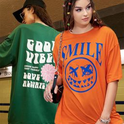 Christy World Pack of 2 Typography Printed Oversized T-shirt-image-97
