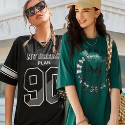 Christy World Pack of 2 Typography Printed Oversized T-shirt-picture-6