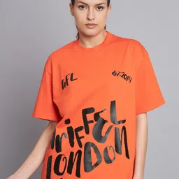GRIFFEL Typography Printed Drop Shoulder Cotton Oversized T-shirt-image-24