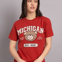 The Dry State Red Typography Printed Round Neck Cotton T-shirt-image-18