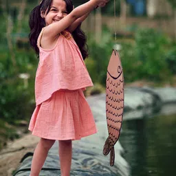 Somersault Girls Sleeveless Pure Cotton Top With Skirt-image-84