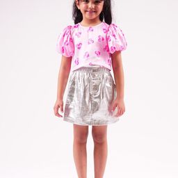 LIL DRAMA Girls Printed Round Neck Top with Skirt-picture-27