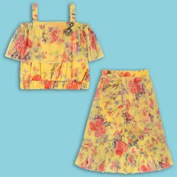 Wish Karo Girls Printed Shoulder Straps Top with Skirt-image-64