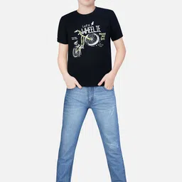 Palm Tree Boys Navy Blue & White Sports T-shirt-image-46