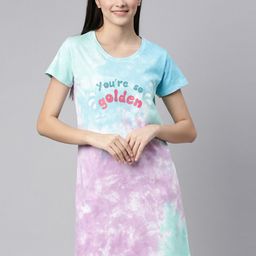 Curare Blue Tie & Dye Pure Cotton Nightdress-image-25
