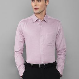 Louis Philippe Men Pink Horizontal Stripes Checked Formal Cotton Shirt-image-13