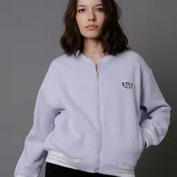 High Star Mandarin Collar Long Sleeve Front-Open Sweatshirt-image-74