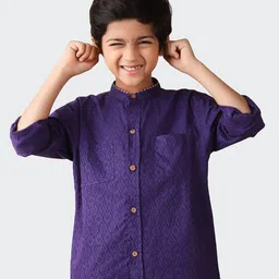 Fabindia Boys Ethnic Motifs Printed Cotton Casual Shirt-image-4