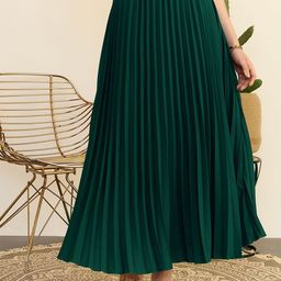 Berrylush Women High Rise Pleated Midi Skirts-image-49