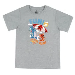 Tom & Jerry by Wear Your Mind Boys Grey & pearl blue Biker Polo Collar Raw Edge T-shirt-image-92