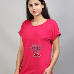 SillyBoom Round Neck Printed Maternity T shirt-image-85