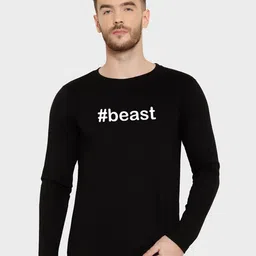T-SHIRT TRUCK Men Black Typography Monochrome T-shirt-image-84