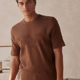 Andamen Ribbed Round Neck Short Sleeves Cotton Pullover Sweater-image-40