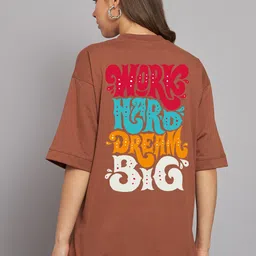 Imsa Moda Typography Printed Drop-Shoulder Sleeves Cotton Oversized T-Shirt-image-28