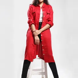 Dream of Glory Inc Women Red Solid Viscose Rayon Jackets-picture-2