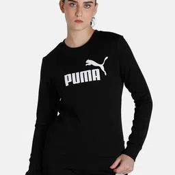 Puma Women Black Cotton ESS Logo Crew Sweat Shirt-picture-40