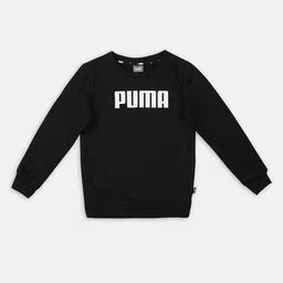 Puma Boys Black Cotton ESS Crew FL Cotton Regular Fit SweatShirt-image-95
