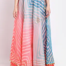 SOUNDARYA Women Blue Striped Cotton Flared Maxi Skirts-image-70