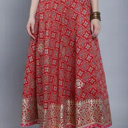 SOUNDARYA Printed Pure Cotton Flared Maxi Skirt-image-86