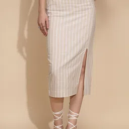Global Republic Striped Knee-Length Pencil Skirt-image-56