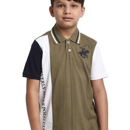 Beverly Hills Polo Club Boys Colourblocked Polo Collar Short Sleeves Pure Cotton T-shirt-image-93