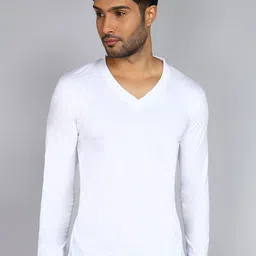 Fleximaa V-Neck Long Sleeves Pure Cotton T-shirt-image-40