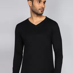 Fleximaa V-Neck Long Sleeves Pure Cotton T-shirt-image-47