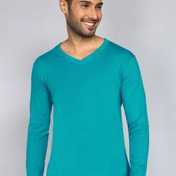 Fleximaa V-Neck Long Sleeves Pure Cotton T-shirt-image-55