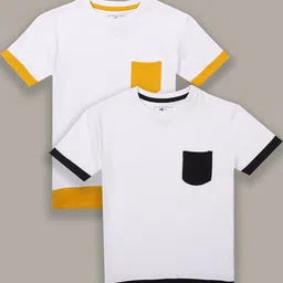 Jumping Joey Boys White & Yellow Pack of 2 Pure Cotton T-shirt-image-20