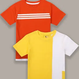 Jumping Joey Boys Orange & Yellow Pack of 2 Pure Cotton T-shirt-image-26