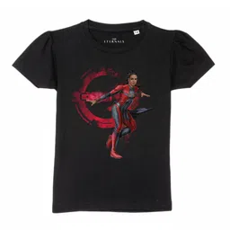 Marvel by Wear Your Mind Girls Black Eternal Printed Pure Cotton T-shirt-image-85