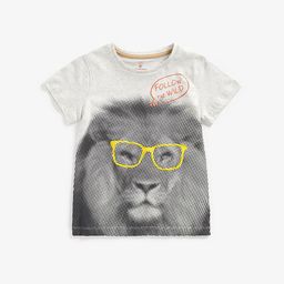 mothercare Boys Grey & Black Printed Pure Cotton T-shirt-image-0