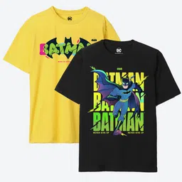 YK Warner Bros Boys Pack of 2 Batman Printed Round Neck Pure Cotton Oversized T-shirts-picture-45