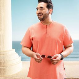 Sztori Plus Size Textured Pure Cotton T-shirt-image-82