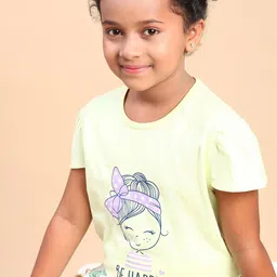 CODEZ Girls Graphic Printed Cap Sleeves Pure Cotton T-shirt-image-72