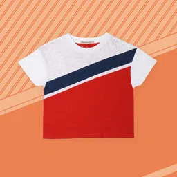 Pepe Jeans Girls White & Red Colourblocked Cotton T-shirt-image-52
