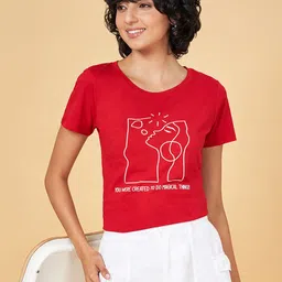 Honey by Pantaloons Typography Printed Round Neck Cotton T-shirt-image-70