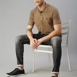 ONN Men Brown Polo Collar Solid Cotton T-shirt-image-88