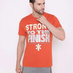 BODYACTIVE Men Rust Typography Printed Cotton T-shirt-image-43