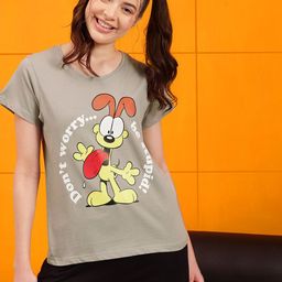 Clovia Printed Cotton Lounge T-Shirt-image-52