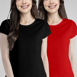 Pootlu Women Black & Red 2 T-shirt-image-64