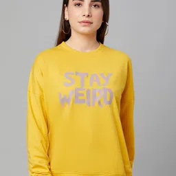 Club York Women Yellow Printed Sweatshirt-image-97